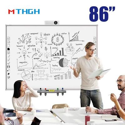 86 Inch Tempered Glass Smart Whiteboard Dengan WiFi Bluetooth Konektivitas USB Untuk Supermarket Sekolah