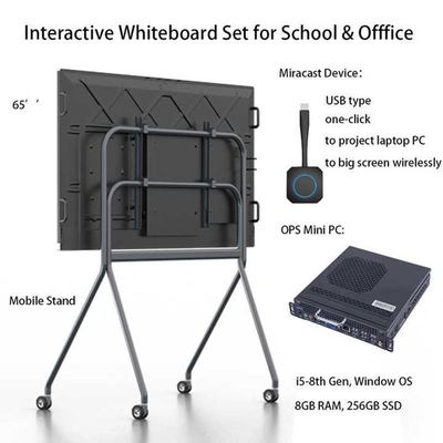 Interaktif Smart Education Whiteboard 350cd/m2 Cerah IR/Capacitive Touch