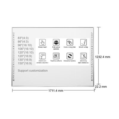 83 Inch Interactive Whiteboard dengan Opsional I3/i5/i7/i9 CPU 10 Point 60 Million Touch Resolusi 3840*2160