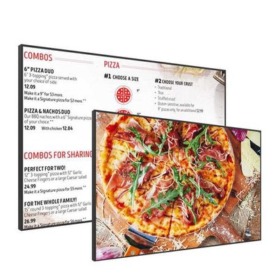 Restoran Elektronik Digital Signage 49 Inci Hanging Wall Mounted Digital Display Dengan Resolusi 3840x2160