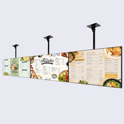 Restoran Elektronik Digital Signage 49 Inci Hanging Wall Mounted Digital Display Dengan Resolusi 3840x2160