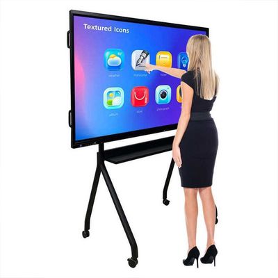 65 Inch Interactive Touch Screen Whiteboard 4K Screen Panels Smart Display dengan Infrared 10/20 Points dan Android 13.0